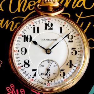AntiqueVintage OpenFace Hamilton Railroad Approved Double Sunk Dial PocketWatch.